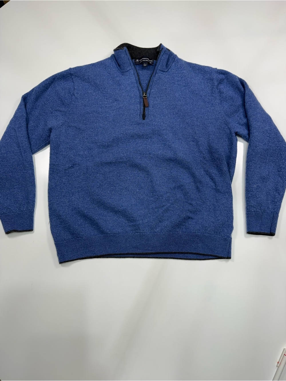 Hart Schaffner Marx 100% Extra Fine Merino Wool Royal Blue Half-Zip V-Neck - Picture 2 of 7